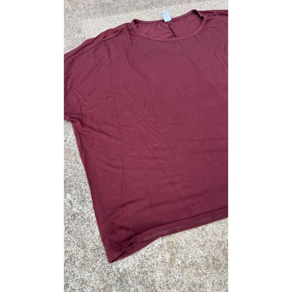 Old Navy Shirt Women Size Large Burgundy Luxe Scoop Neck Short Sleeve Blouse - Picture 2 of 4